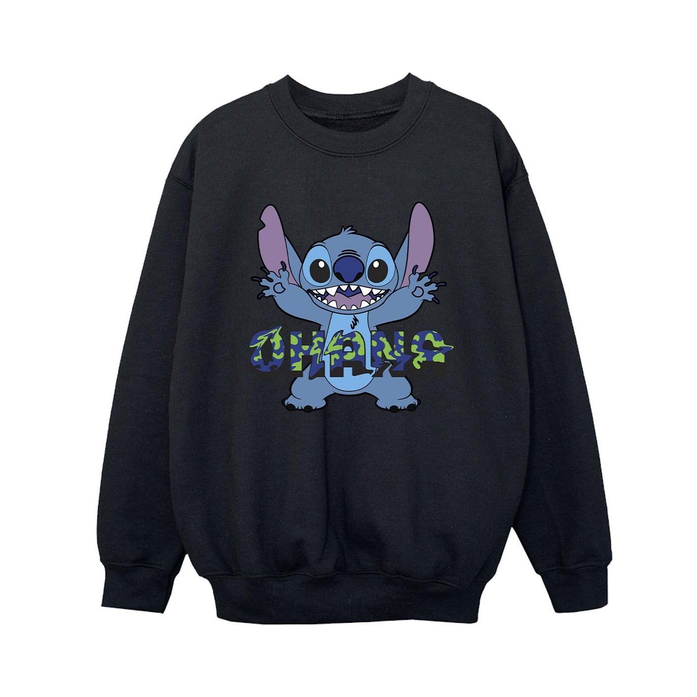 Lilo And Stitch Ohana Blue Glitch Sweatshirt Jungen Schwarz 152-158 von Disney