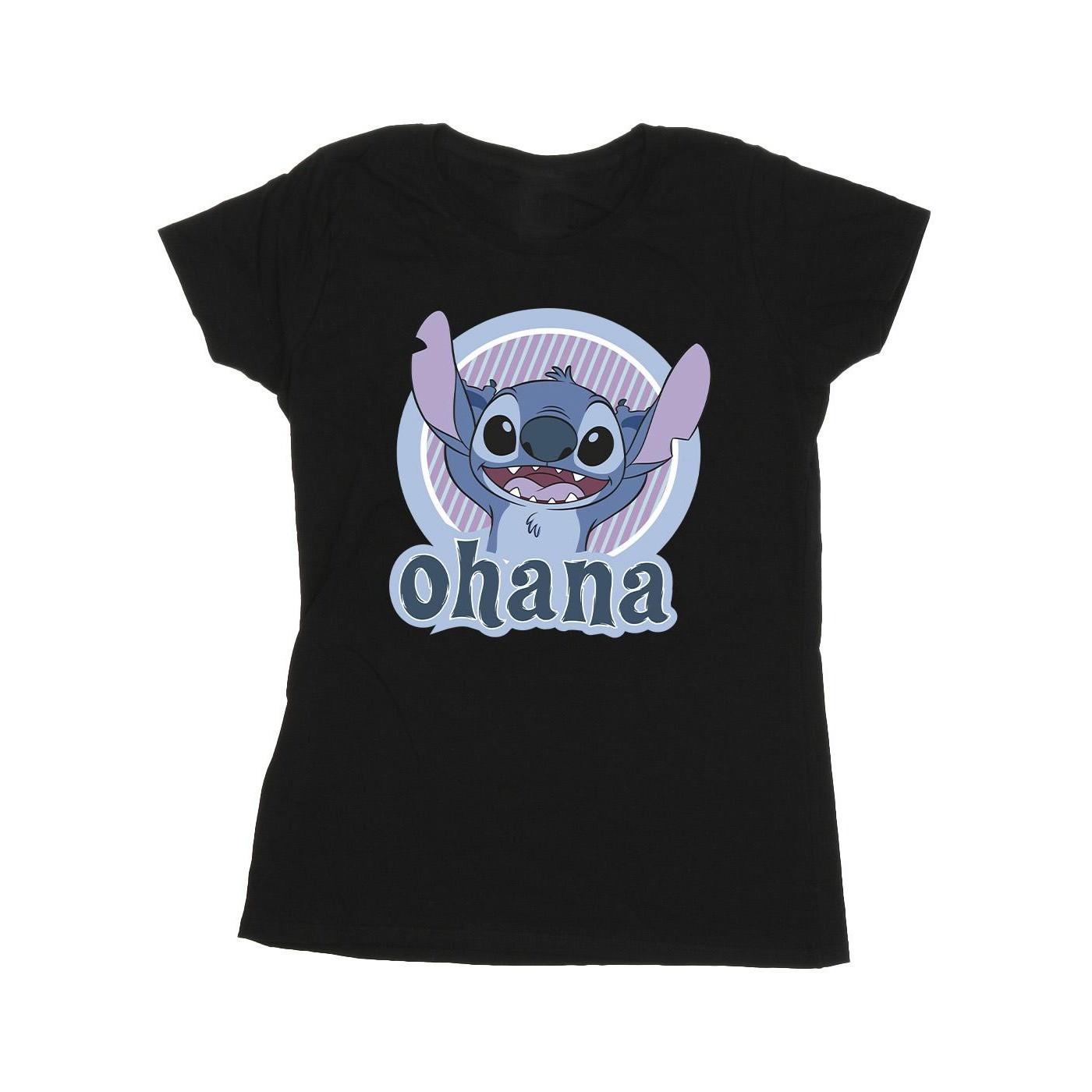 Lilo And Stitch Ohana Circle Tshirt Damen Schwarz XL von Disney