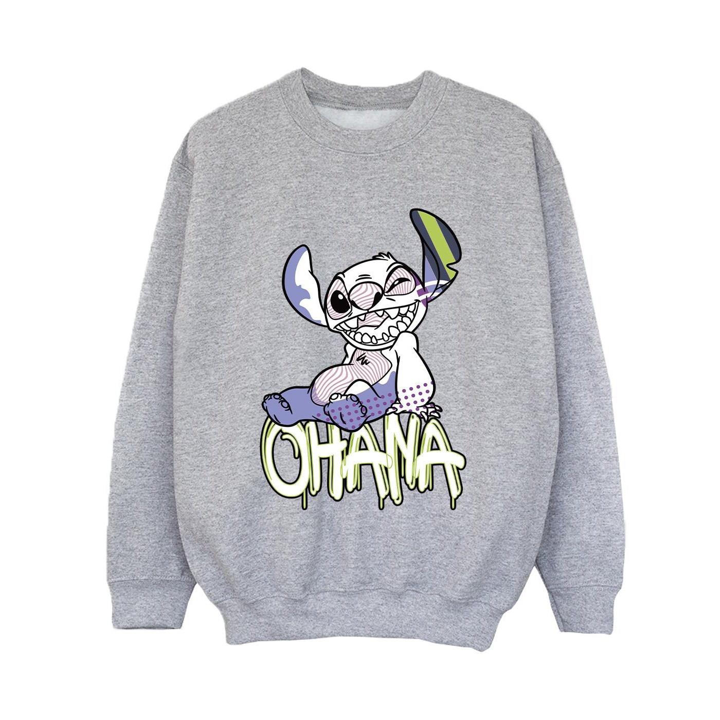 Lilo And Stitch Ohana Graffiti Sweatshirt Jungen Grau 128 von Disney