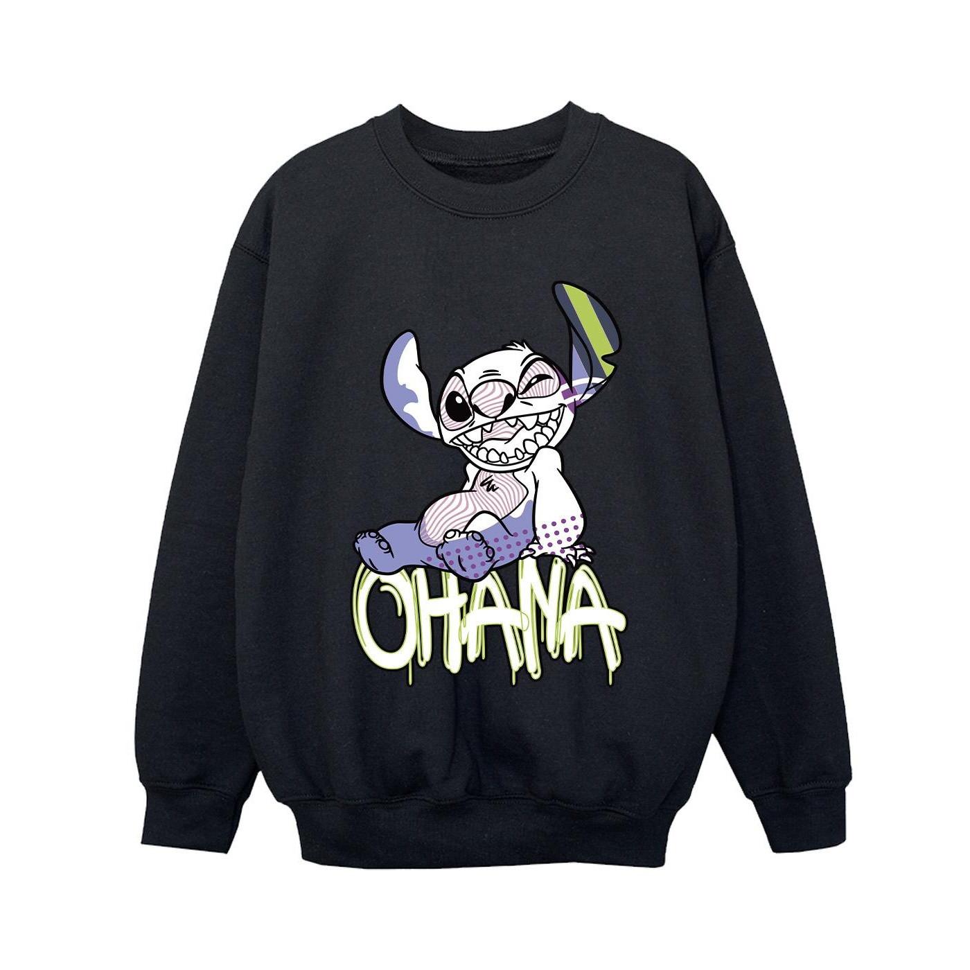 Lilo And Stitch Ohana Graffiti Sweatshirt Jungen Schwarz 128 von Disney