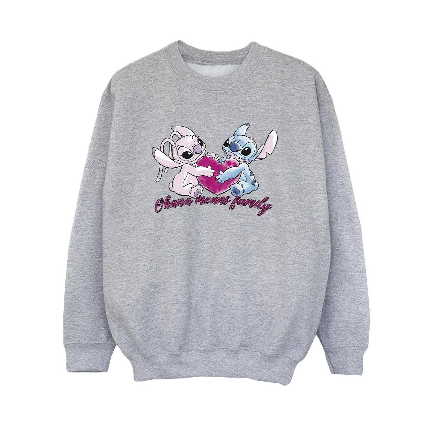 Lilo And Stitch Ohana Heart With Angel Sweatshirt Jungen Grau 152-158 von Disney