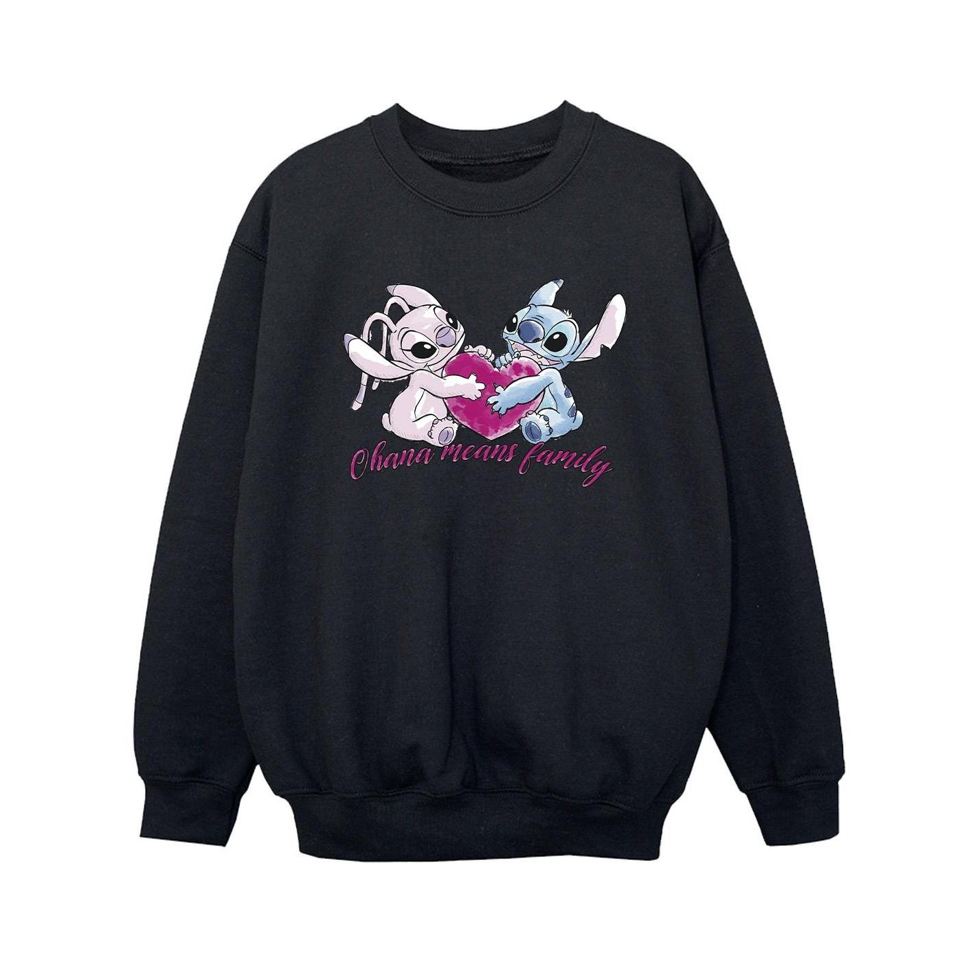 Lilo And Stitch Ohana Heart With Angel Sweatshirt Jungen Schwarz 116 von Disney