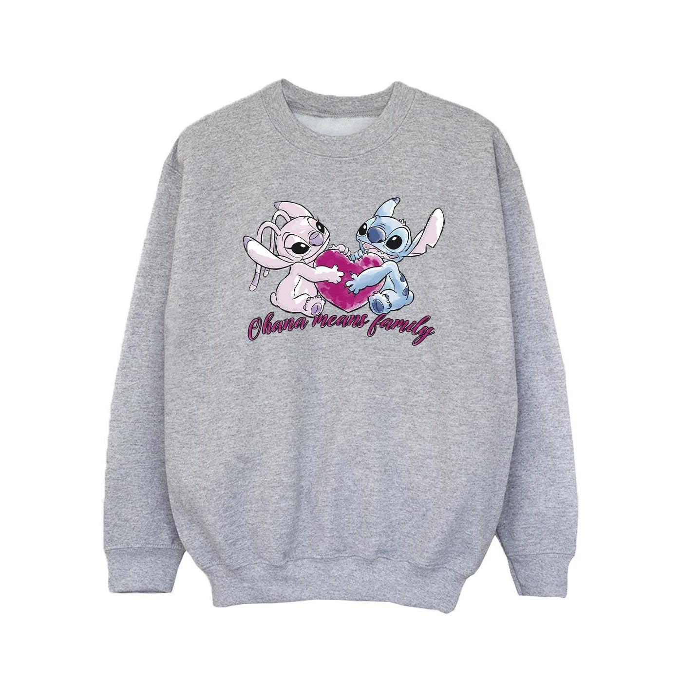 Lilo And Stitch Ohana Heart With Angel Sweatshirt Mädchen Grau 116 von Disney