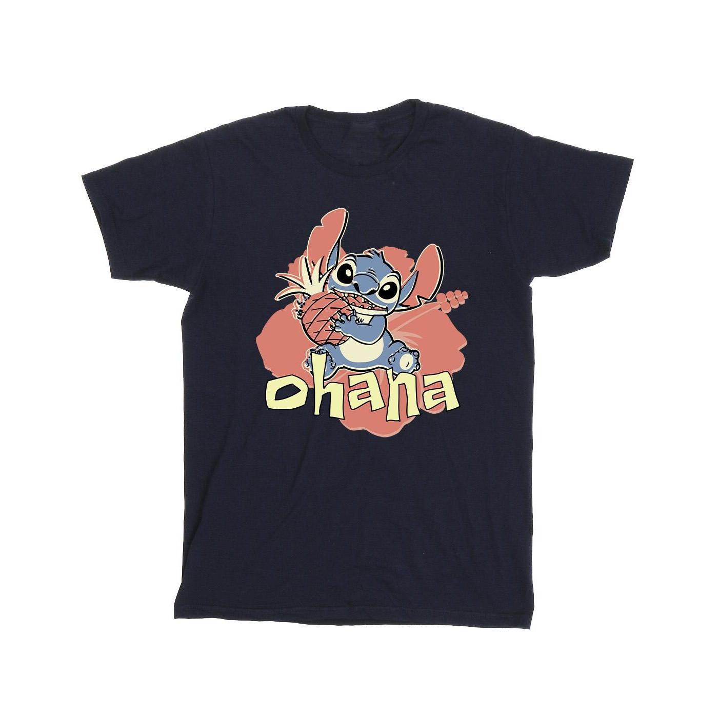 Lilo And Stitch Ohana Pineapple Tshirt Mädchen Marine 128 von Disney
