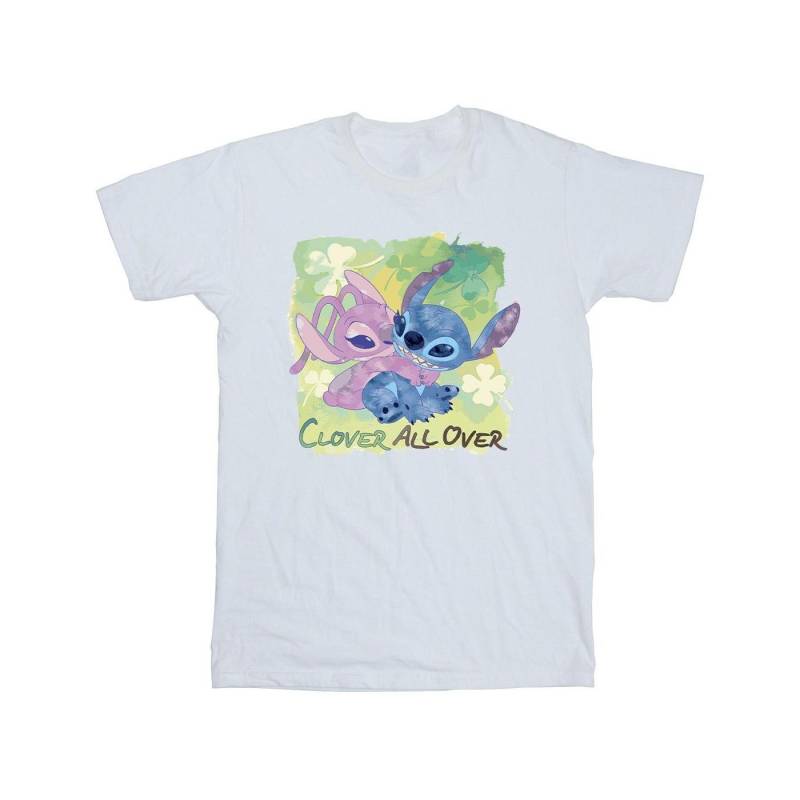 Lilo And Stitch St Patrick's Day Clover Tshirt Mädchen Weiss 104 von Disney