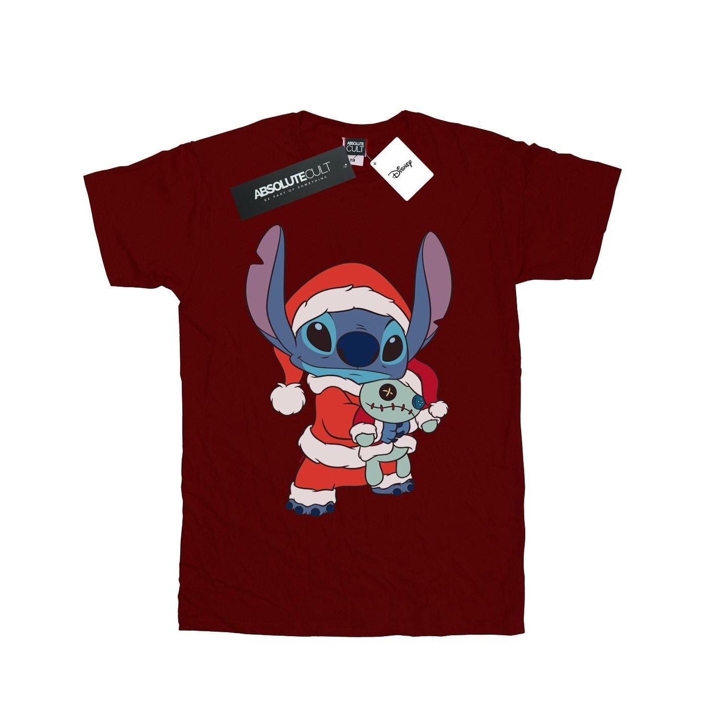 Lilo And Stitch Stitch Christmas Tshirt Unisex Weinrot 152-158 von Disney