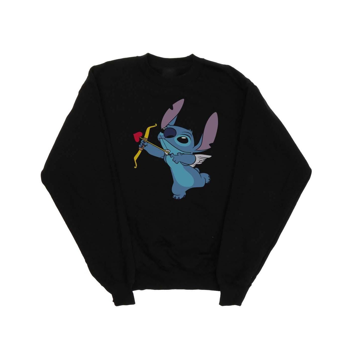 Lilo And Stitch Stitch Cupid Valentines Sweatshirt Damen Schwarz XXL von Disney