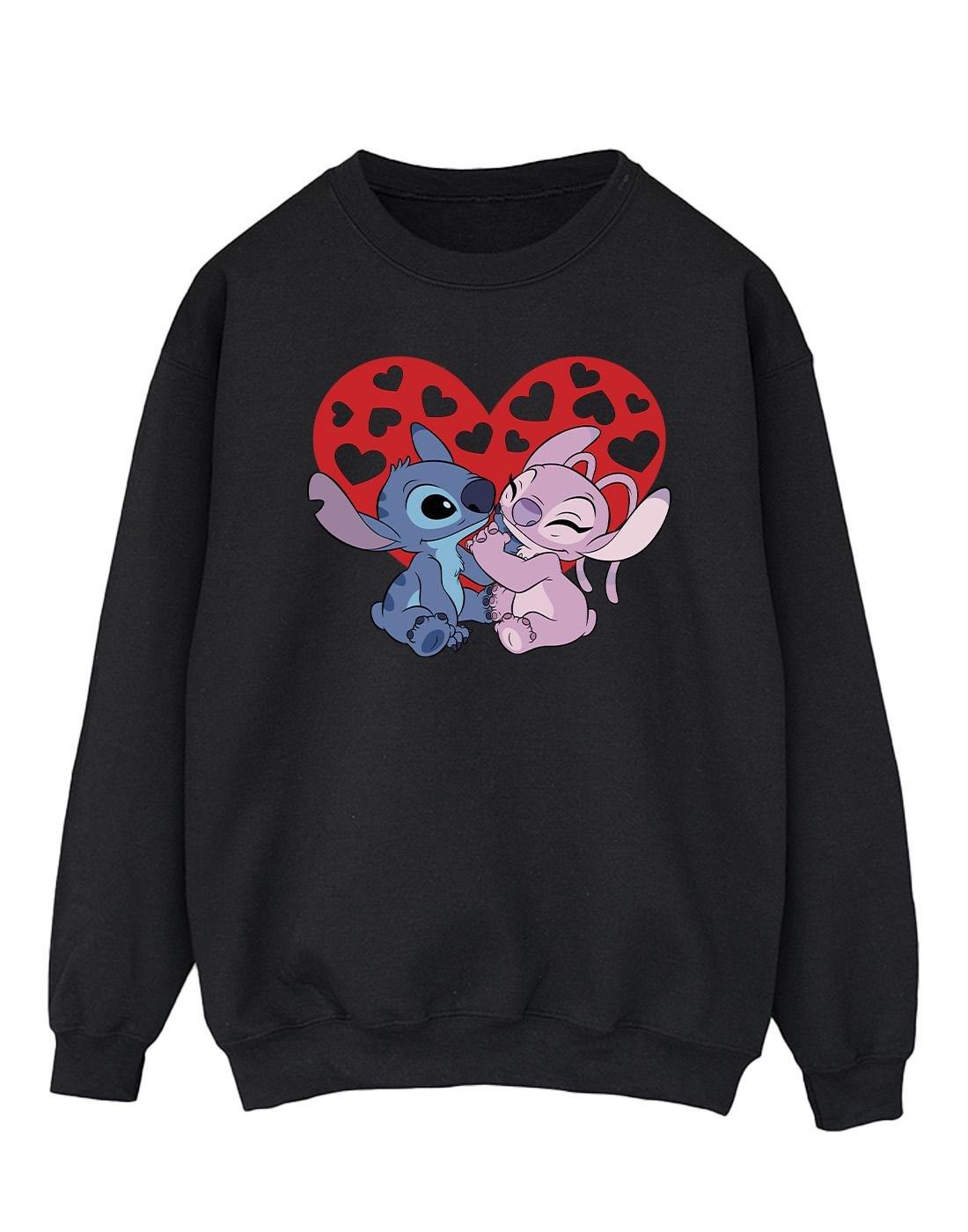 Lilo & Stitch Hearts Sweatshirt Herren Schwarz S von Disney
