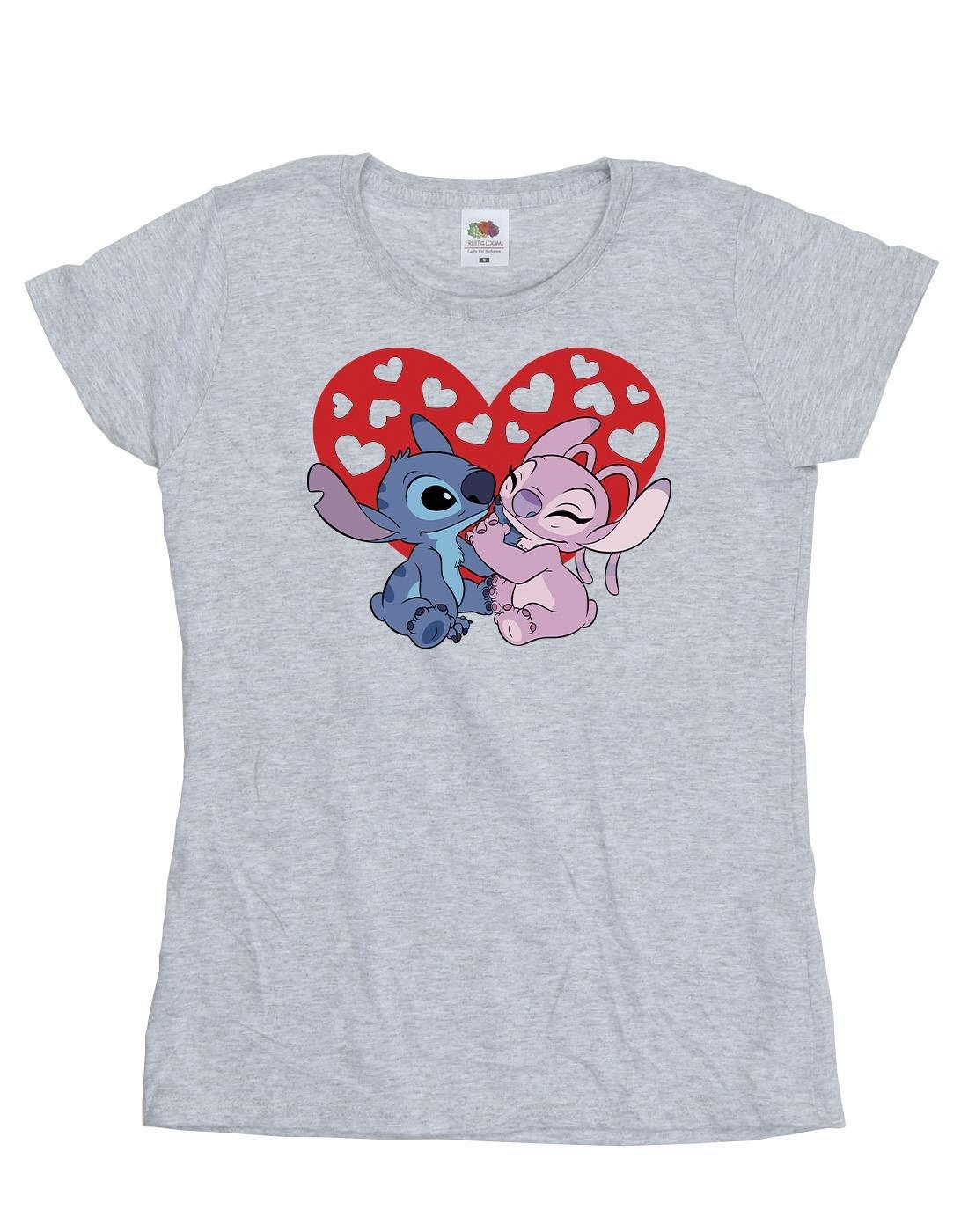 Lilo & Stitch Hearts Tshirt Damen Grau XL von Disney