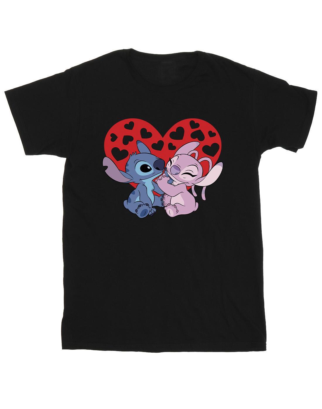 Lilo & Stitch Hearts Tshirt Herren Schwarz XL von Disney