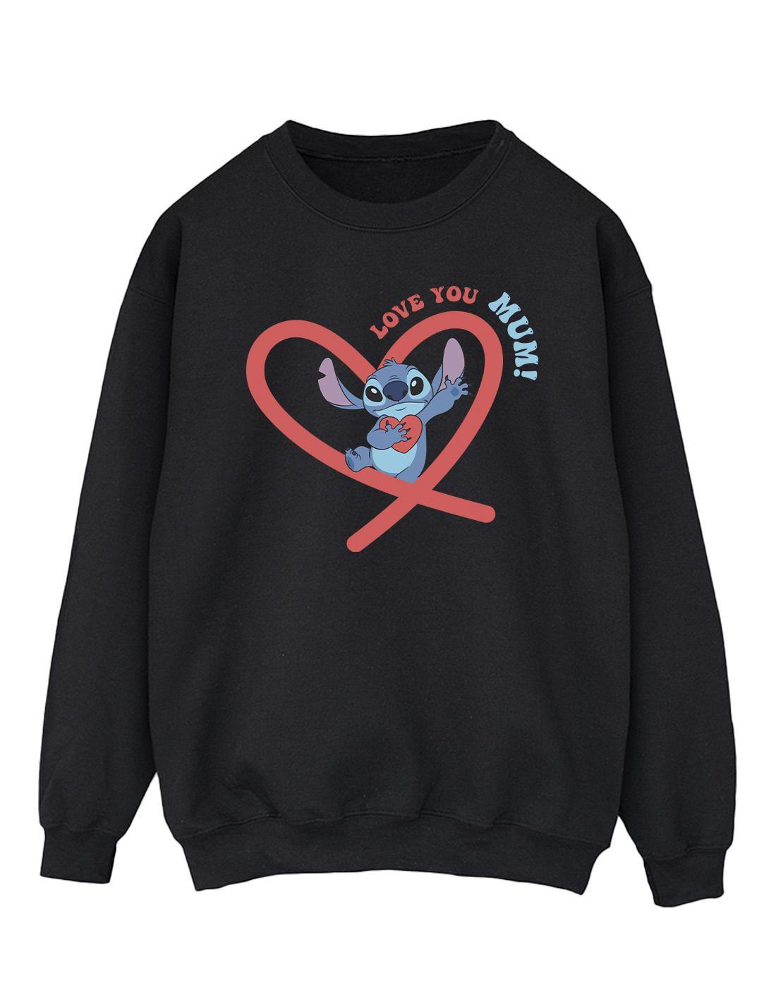 Lilo & Stitch Love You Mum Sweatshirt Herren Schwarz L von Disney