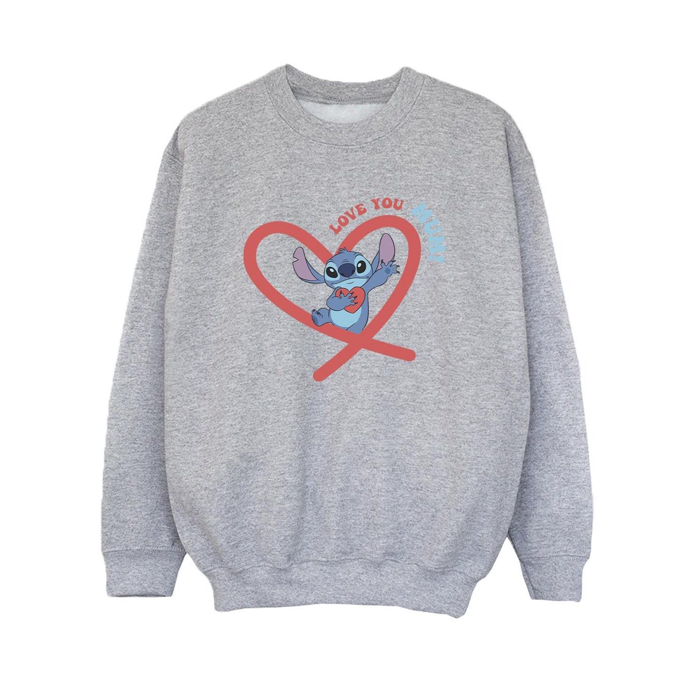 Lilo & Stitch Love You Mum Sweatshirt Jungen Grau 128 von Disney