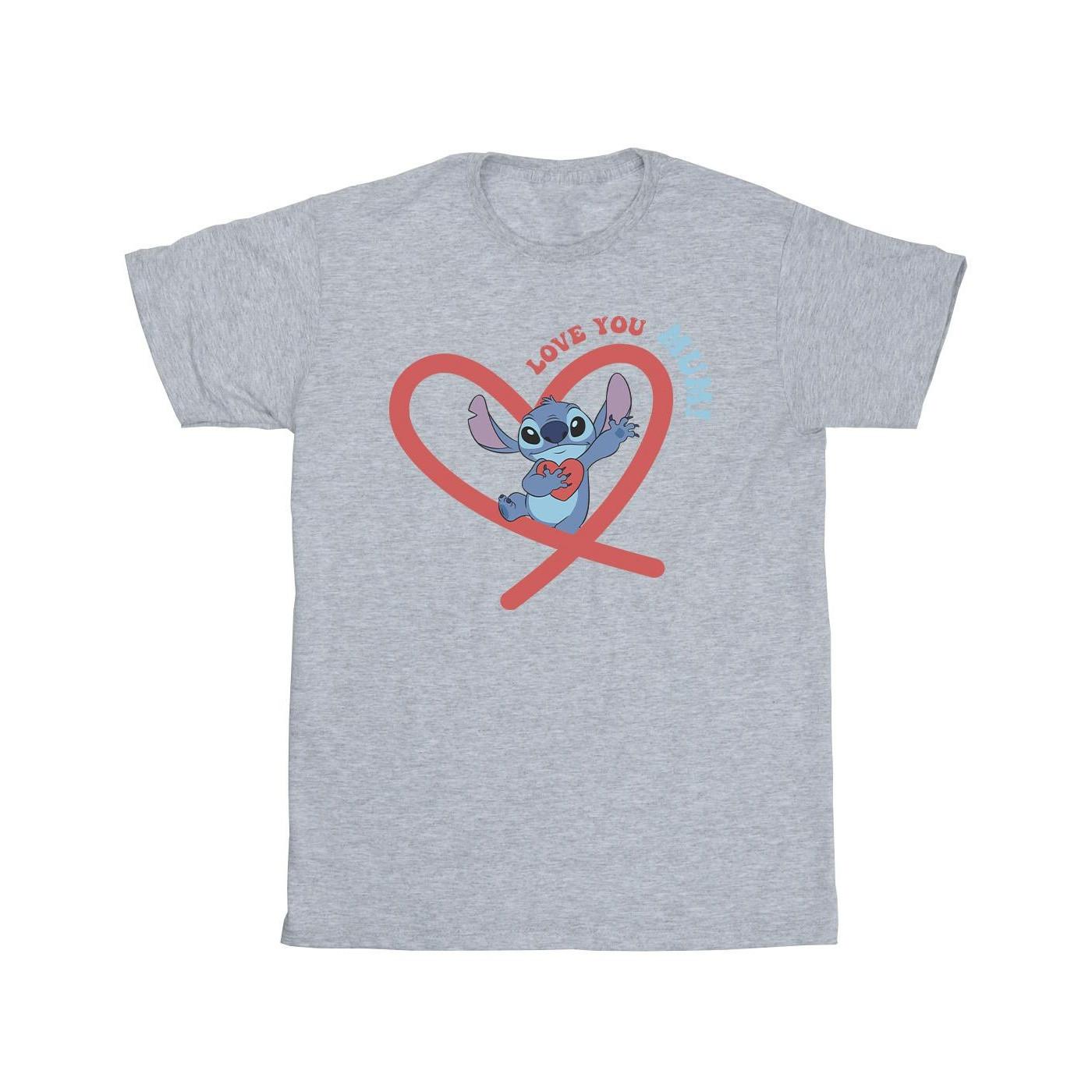 Lilo & Stitch Love You Mum Tshirt Herren Grau M von Disney