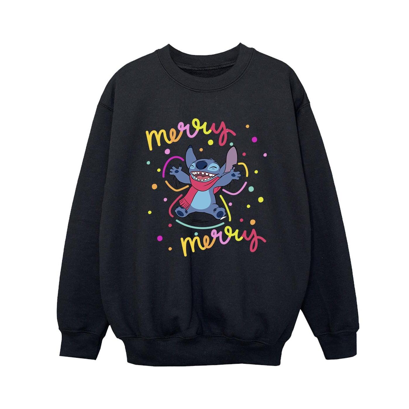 Lilo & Stitch Merry Rainbow Sweatshirt Jungen Schwarz 152-158 von Disney
