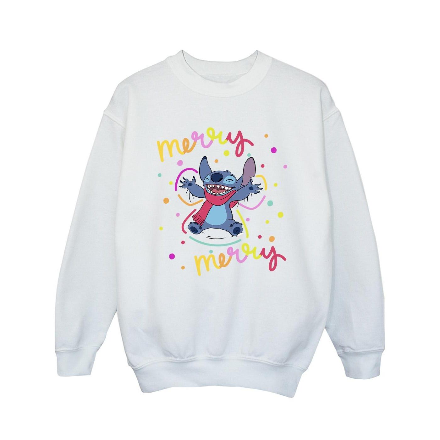 Lilo & Stitch Merry Rainbow Sweatshirt Mädchen Weiss 116 von Disney