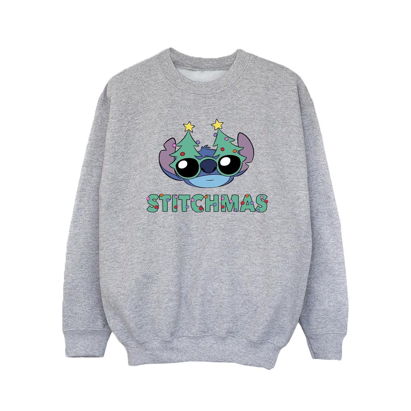 Lilo & Stitch Stitchmas Glasses Sweatshirt Mädchen Grau 152-158 von Disney