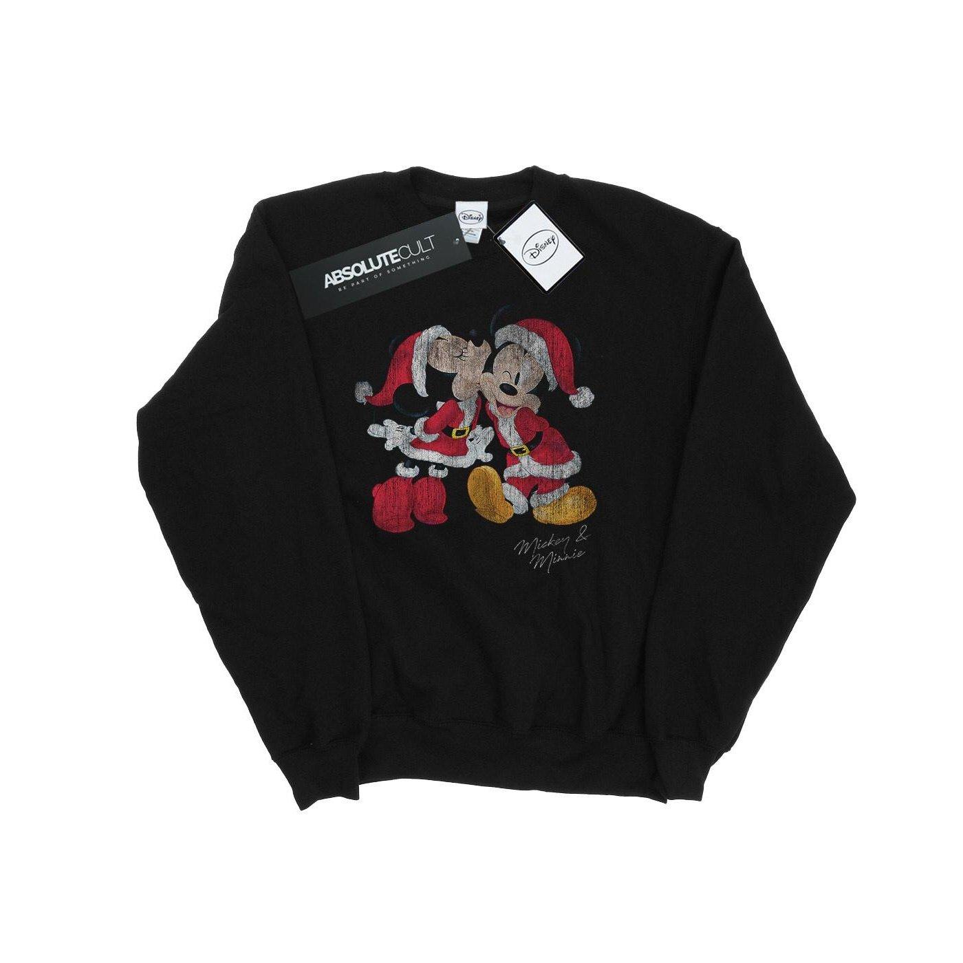 Mickey And Minnie Christmas Kiss Sweatshirt Mädchen Schwarz 128 von Disney