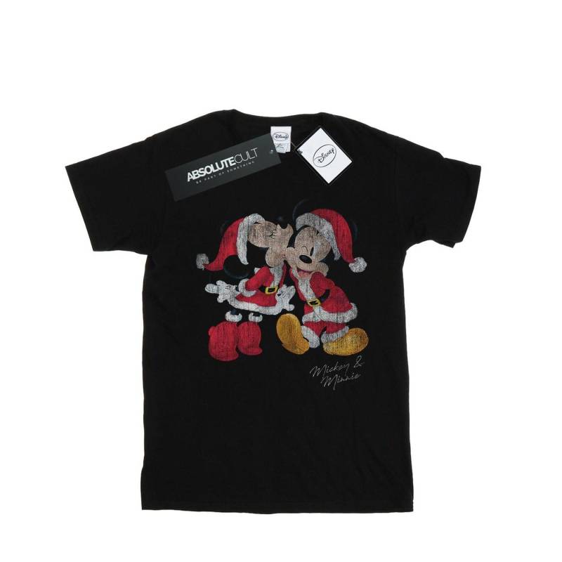 Mickey And Minnie Christmas Kiss Tshirt Jungen Schwarz 140/146 von Disney