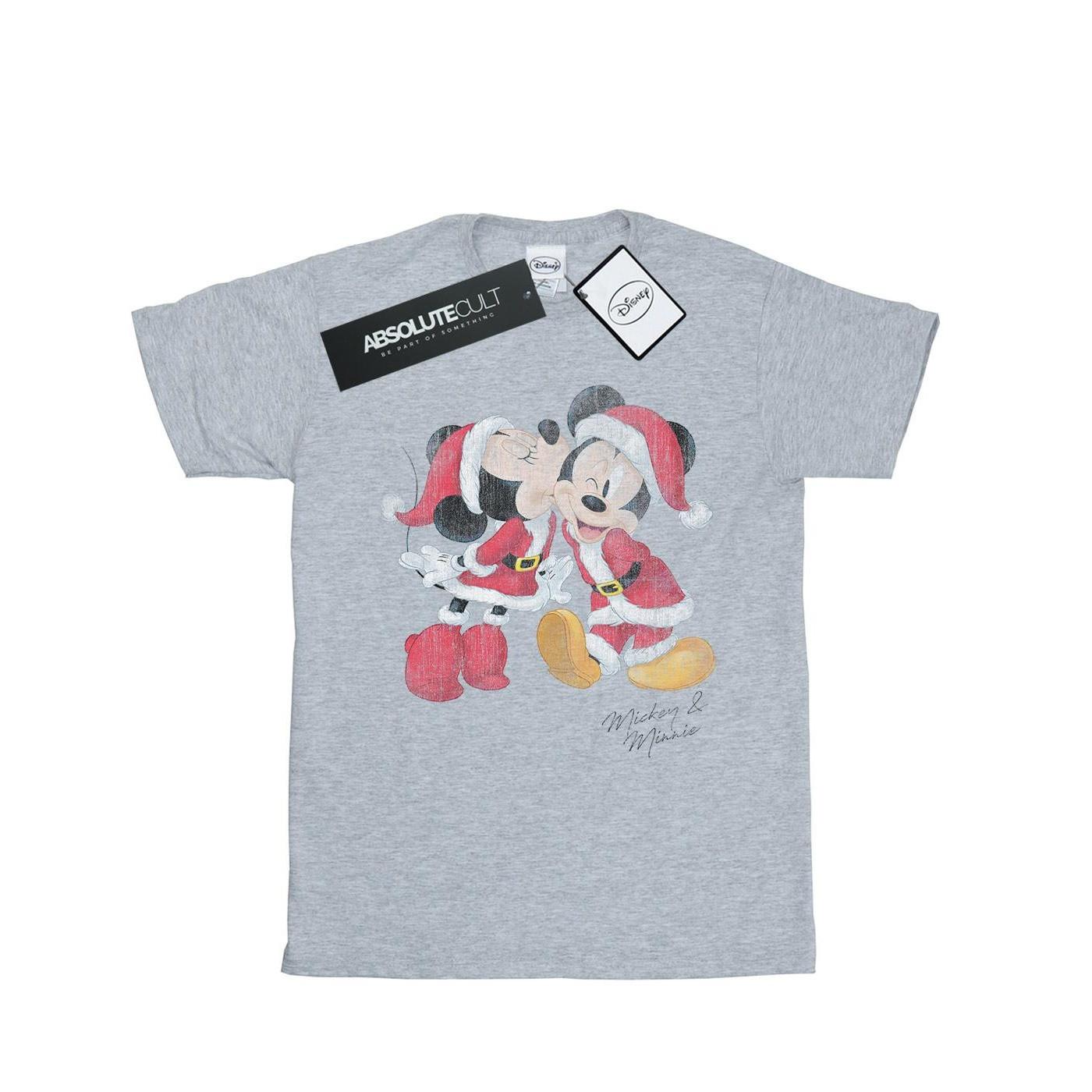 Mickey And Minnie Christmas Kiss Tshirt Unisex Grau 140/146 von Disney