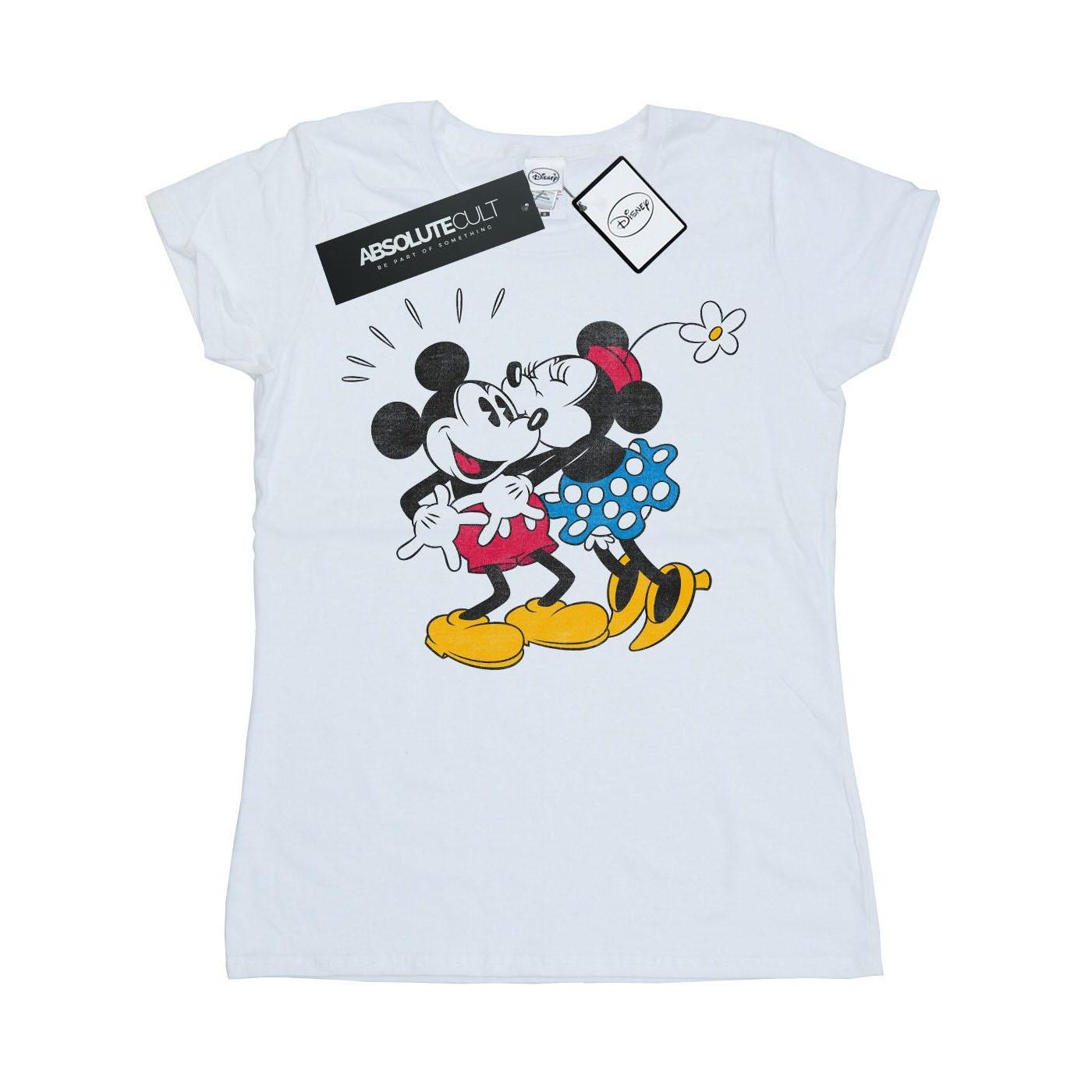 Mickey And Minnie Kiss Tshirt Damen Weiss L von Disney