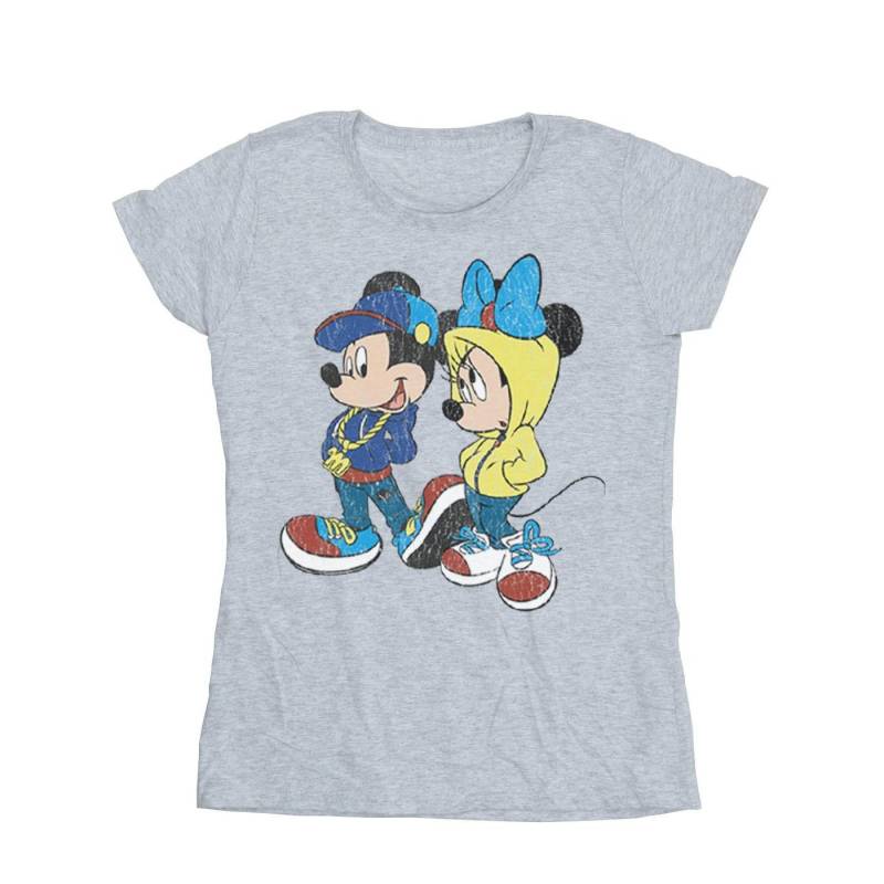 Mickey And Minnie Mouse Pose Tshirt Damen Grau M von Disney