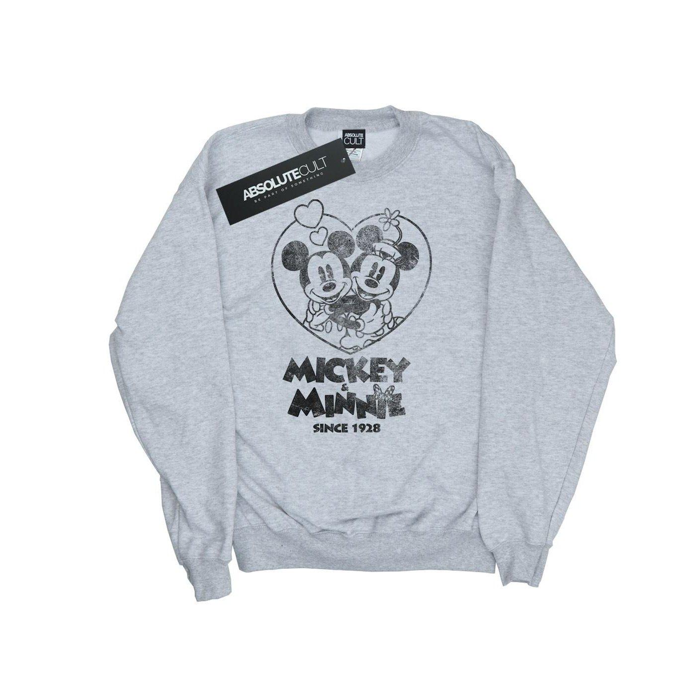 Mickey And Minnie Mouse Since 1928 Sweatshirt Mädchen Grau 140/146 von Disney