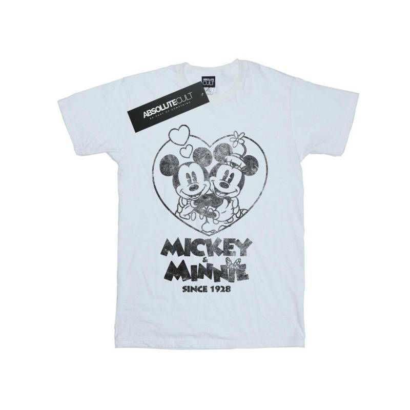 Mickey And Minnie Mouse Since 1928 Tshirt Mädchen Weiss 128 von Disney