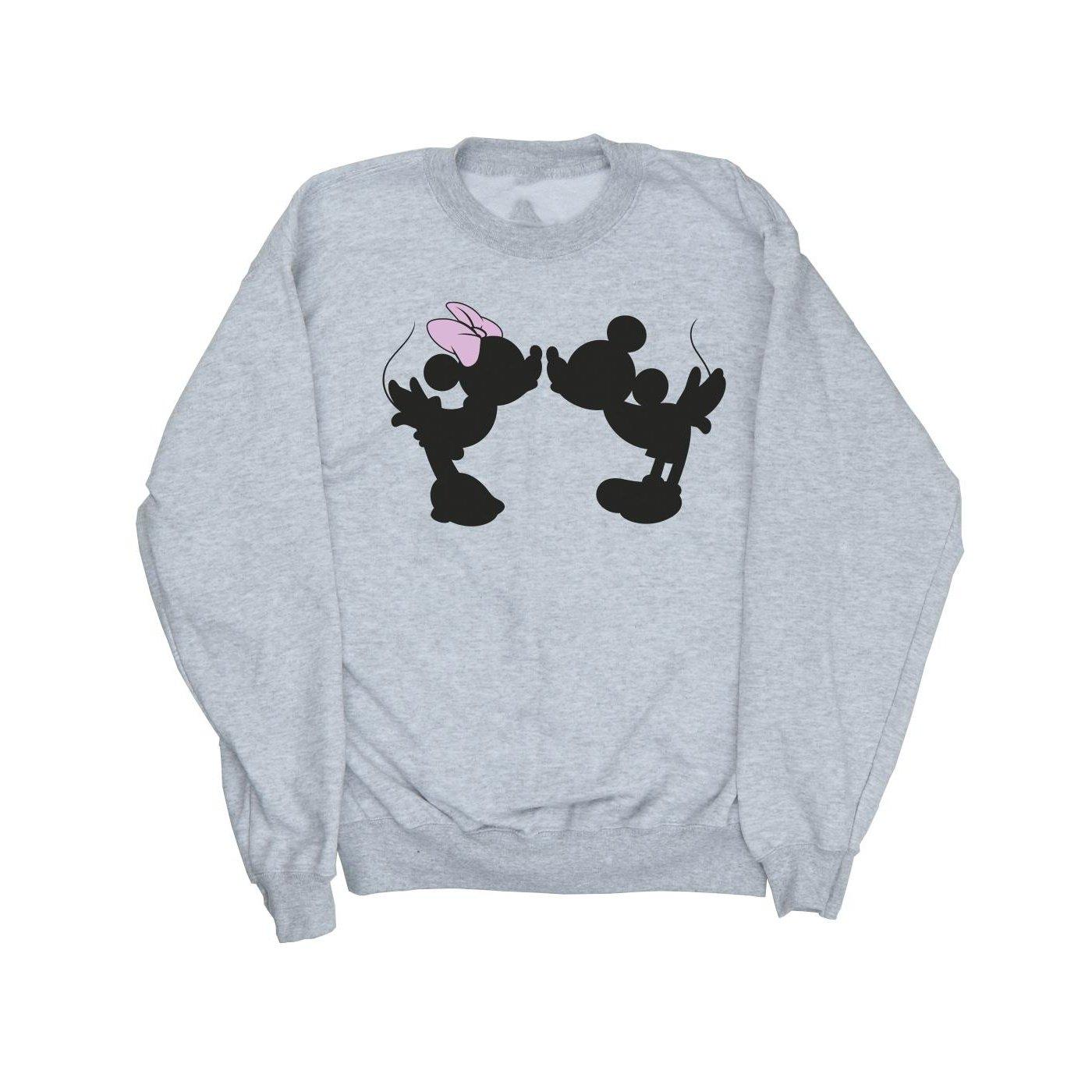 Mickey Minnie Kiss Silhouette Sweatshirt Mädchen Grau 128 von Disney