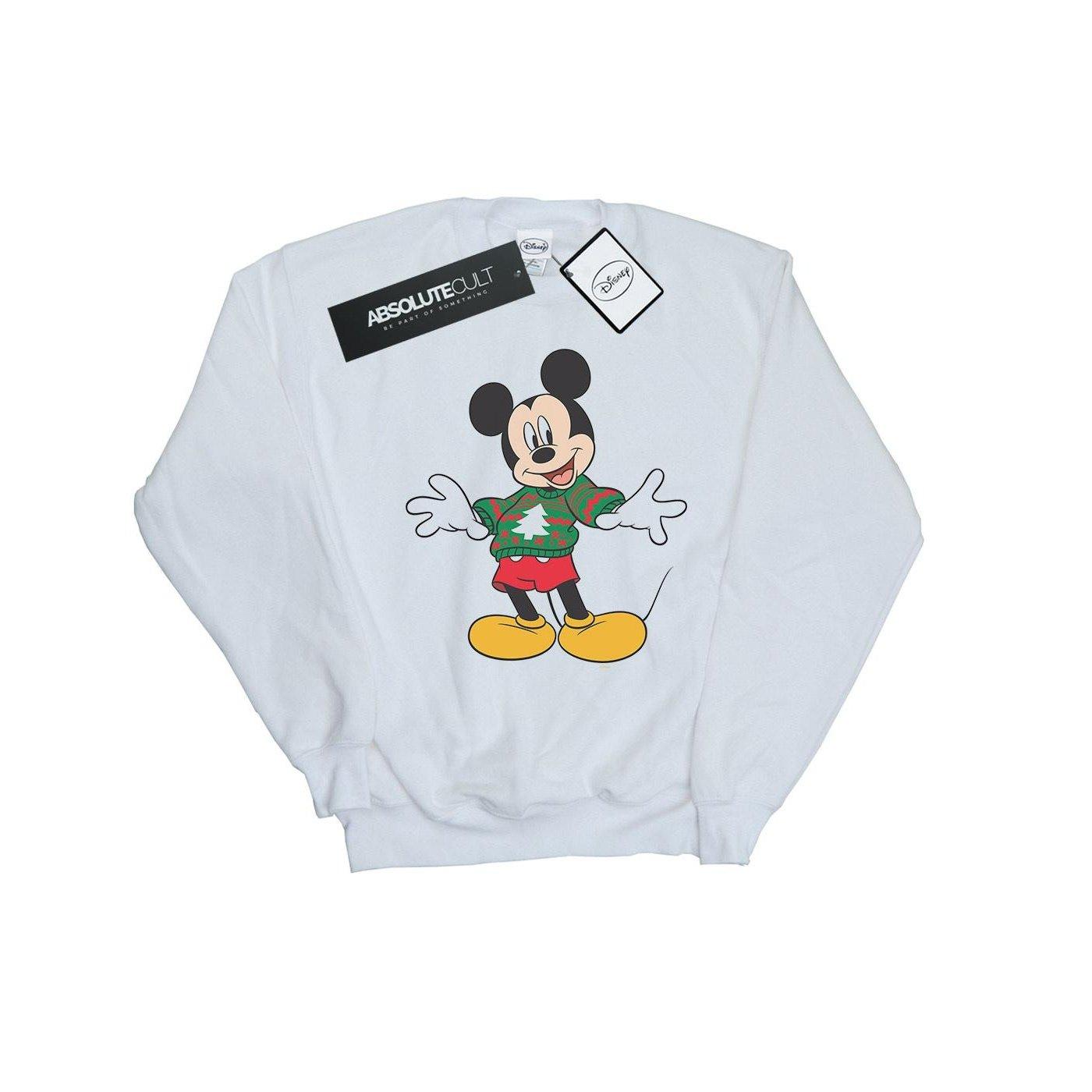 Mickey Mouse Christmas Jumper Stroke Sweatshirt Herren Weiss 5XL von Disney