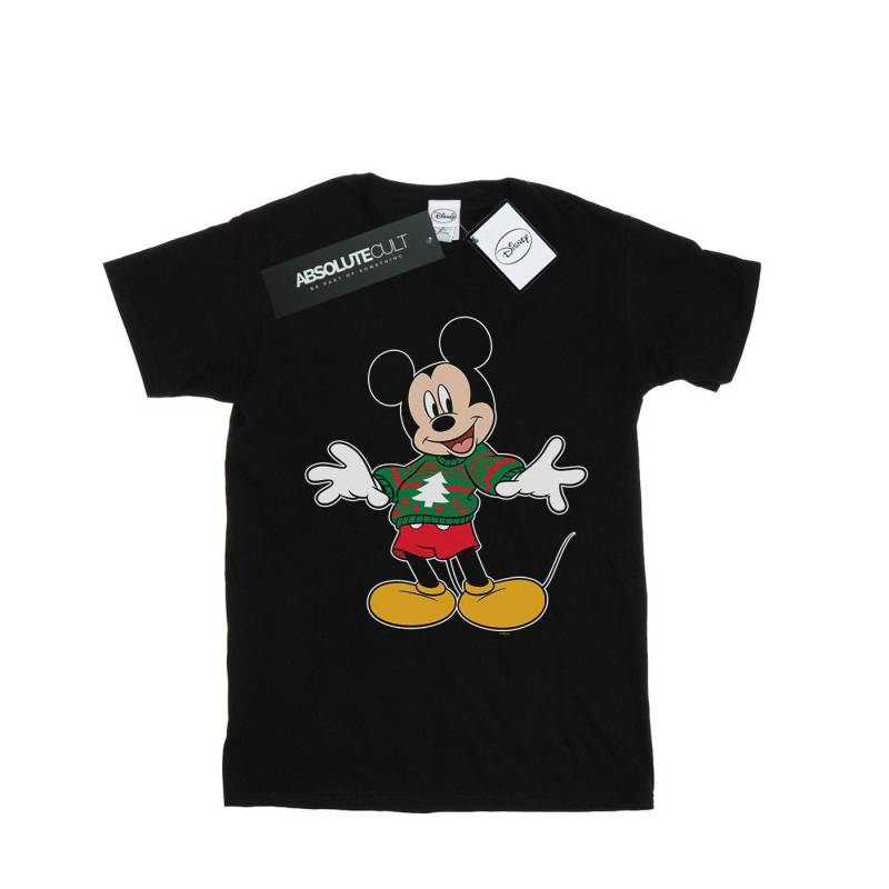 Mickey Mouse Christmas Jumper Stroke Tshirt Damen Schwarz XXL von Disney