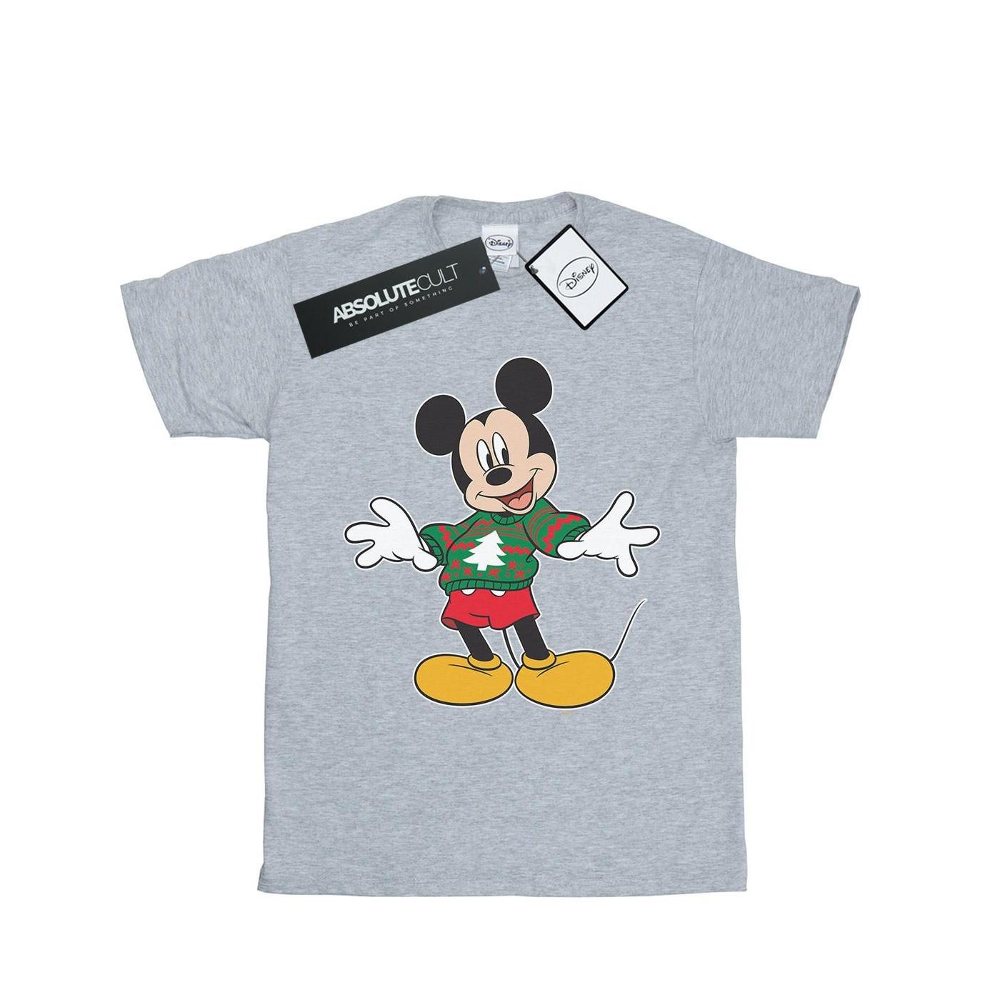 Mickey Mouse Christmas Jumper Stroke Tshirt Mädchen Grau 152-158 von Disney