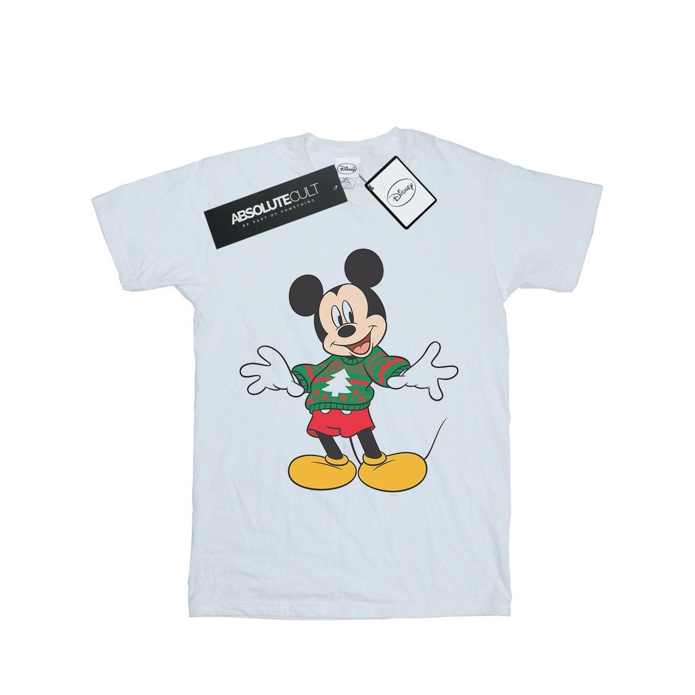 Mickey Mouse Christmas Jumper Stroke Tshirt Mädchen Weiss 116 von Disney
