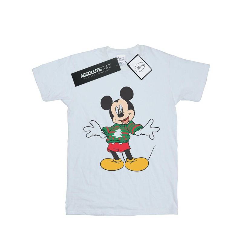 Mickey Mouse Christmas Jumper Stroke Tshirt Mädchen Weiss 128 von Disney