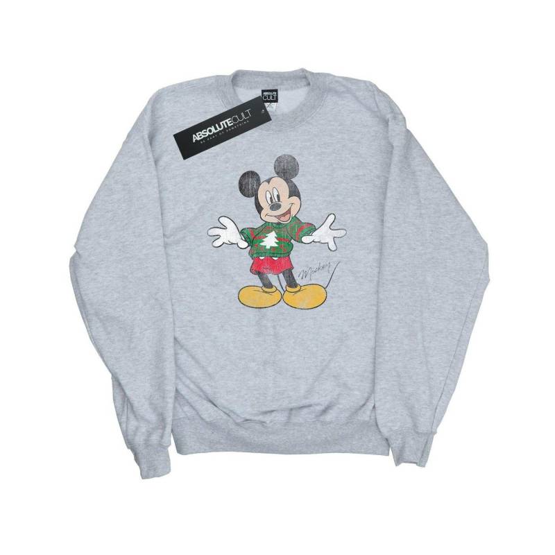 Mickey Mouse Christmas Jumper Sweatshirt Herren Grau XL von Disney