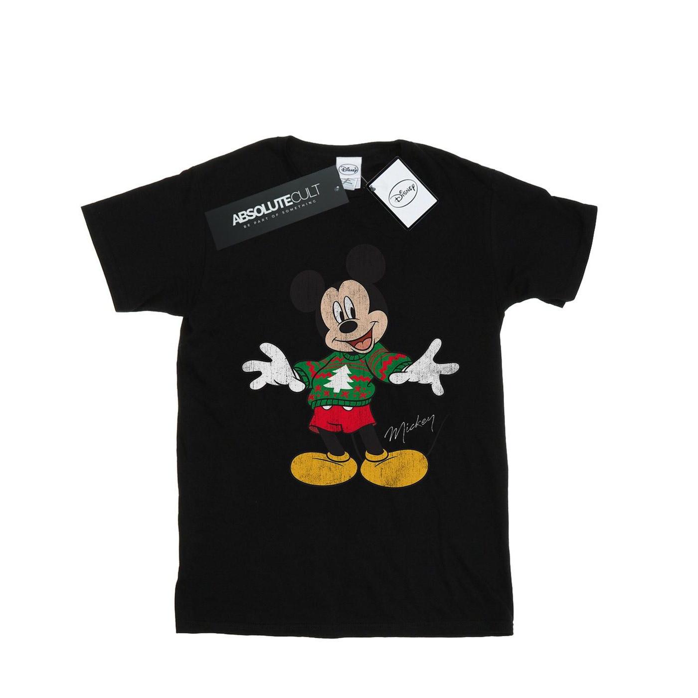 Mickey Mouse Christmas Jumper Tshirt Damen Schwarz XXL von Disney