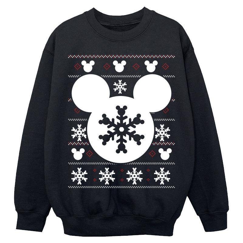 Mickey Mouse Christmas Silhouette Snowflakes Sweatshirt Mädchen Schwarz 140/146 von Disney