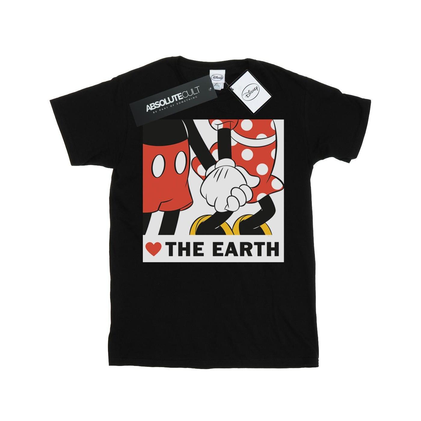 Mickey Mouse Heart The Earth Tshirt Mädchen Schwarz 140/146 von Disney