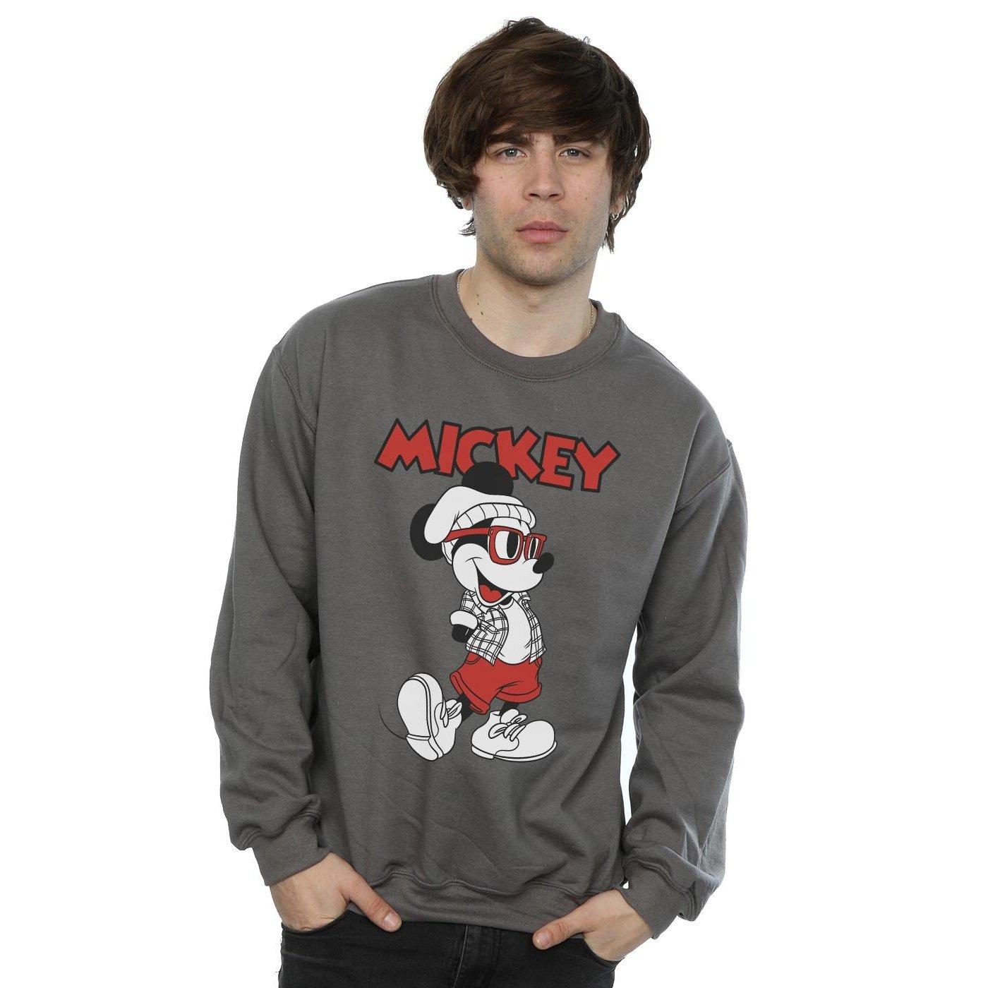 Mickey Mouse Hipster Sweatshirt Herren Charcoal Black XXL von Disney