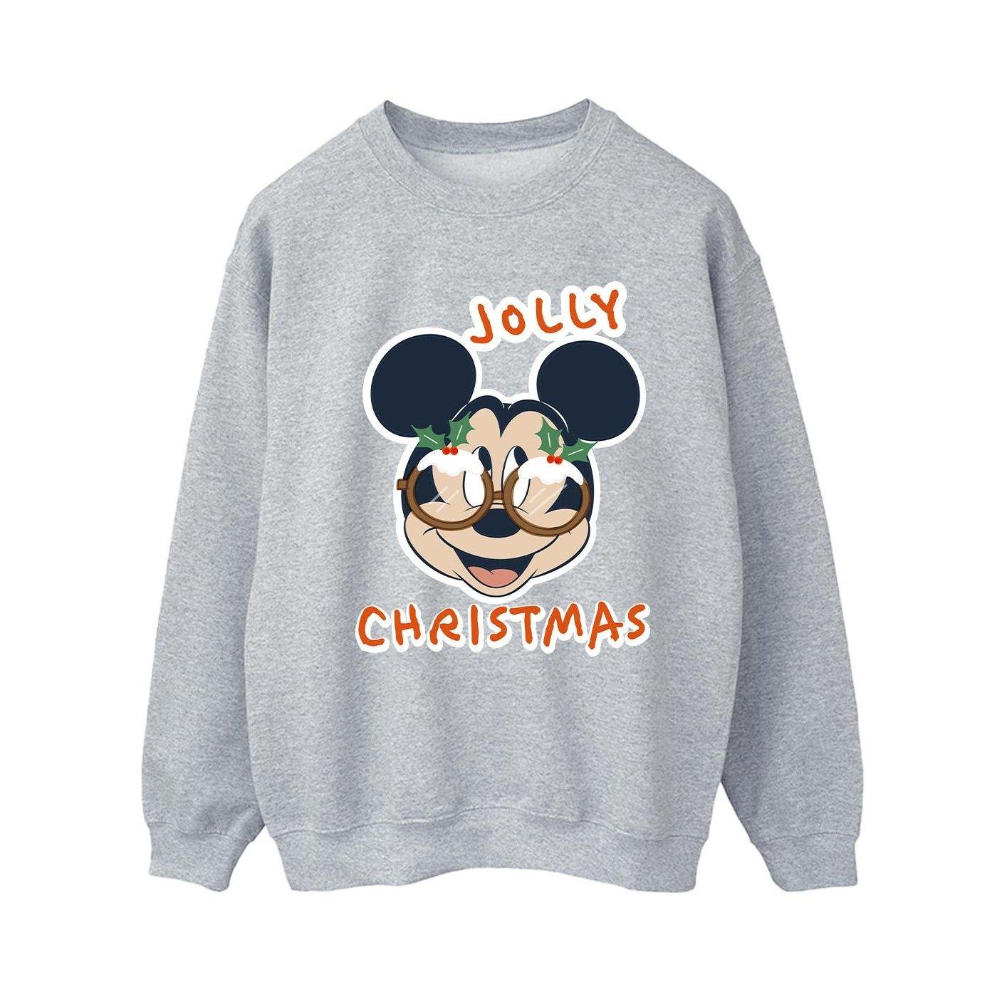 Mickey Mouse Jolly Christmas Glasses Sweatshirt Damen Grau L von Disney