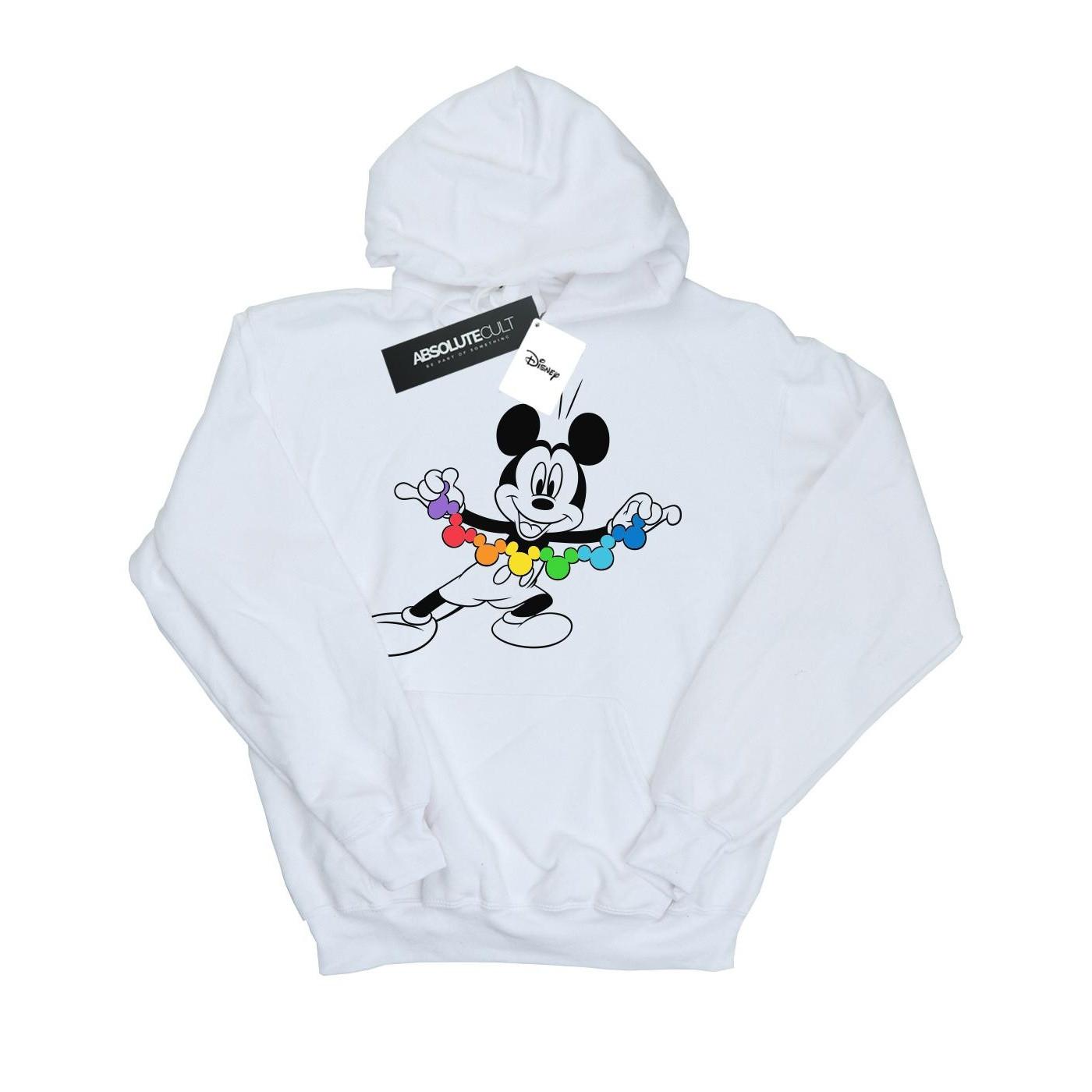 Mickey Mouse Rainbow Chain Kapuzenpullover Damen Weiss L von Disney