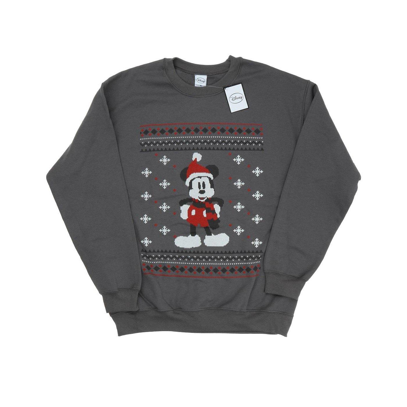 Mickey Mouse Scarf Christmas Sweatshirt Herren Charcoal Black L von Disney