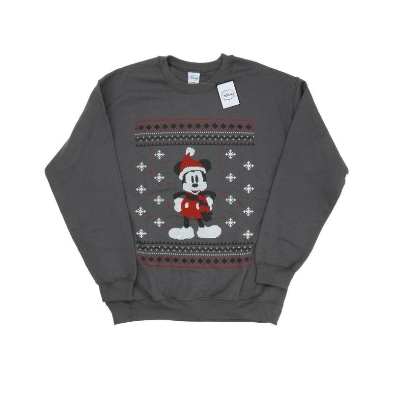 Mickey Mouse Scarf Christmas Sweatshirt Herren Charcoal Black XXL von Disney