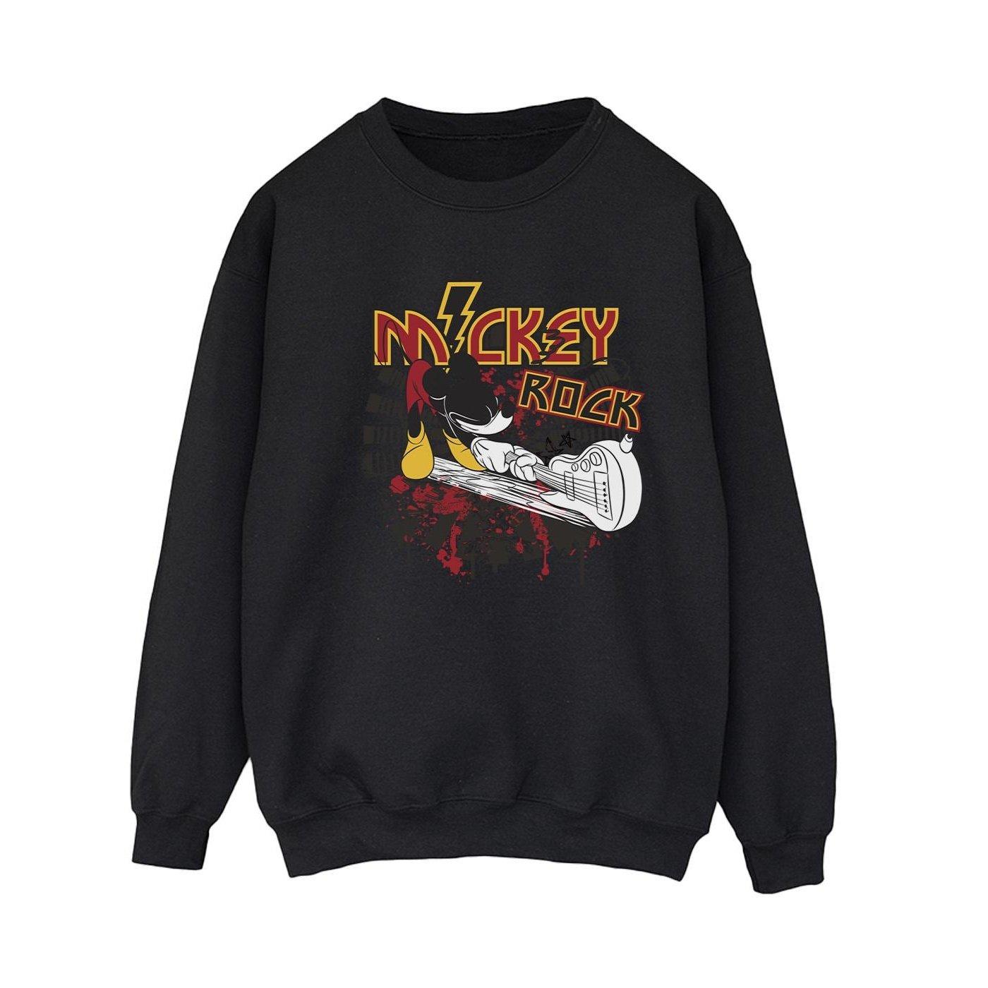 Mickey Mouse Smash Guitar Rock Sweatshirt Damen Schwarz L von Disney