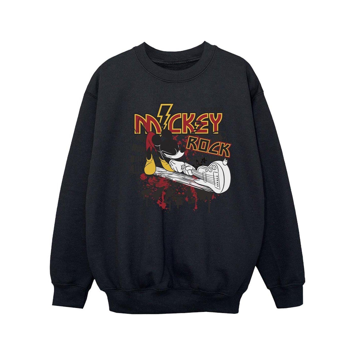 Mickey Mouse Smash Guitar Rock Sweatshirt Mädchen Schwarz 140/146 von Disney