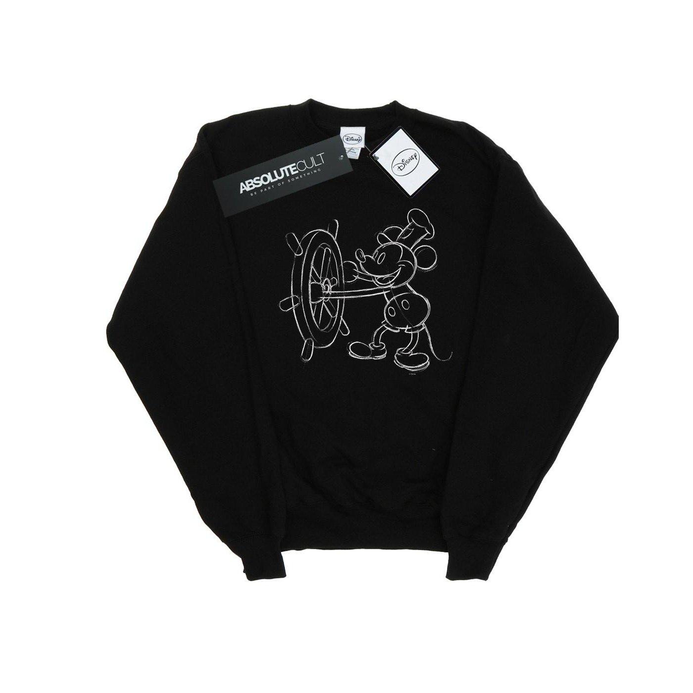 Mickey Mouse Steamboat Sketch Sweatshirt Damen Schwarz M von Disney