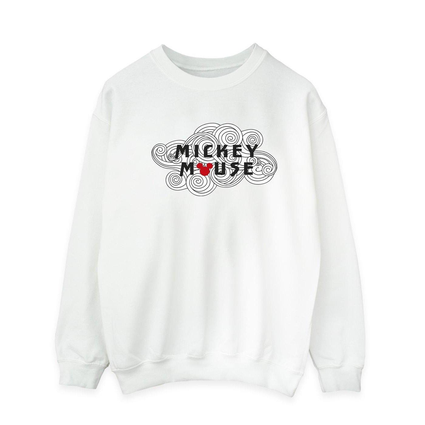 Mickey Mouse Swirl Logo Sweatshirt Herren Weiss XXL von Disney