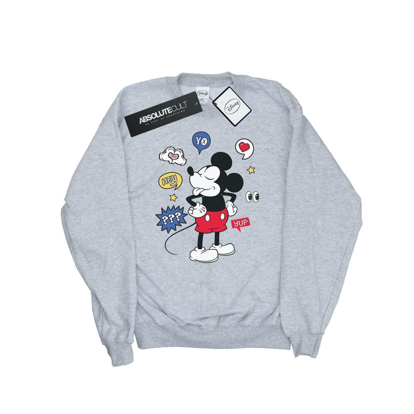 Mickey Mouse Tongue Out Sweatshirt Herren Grau L von Disney