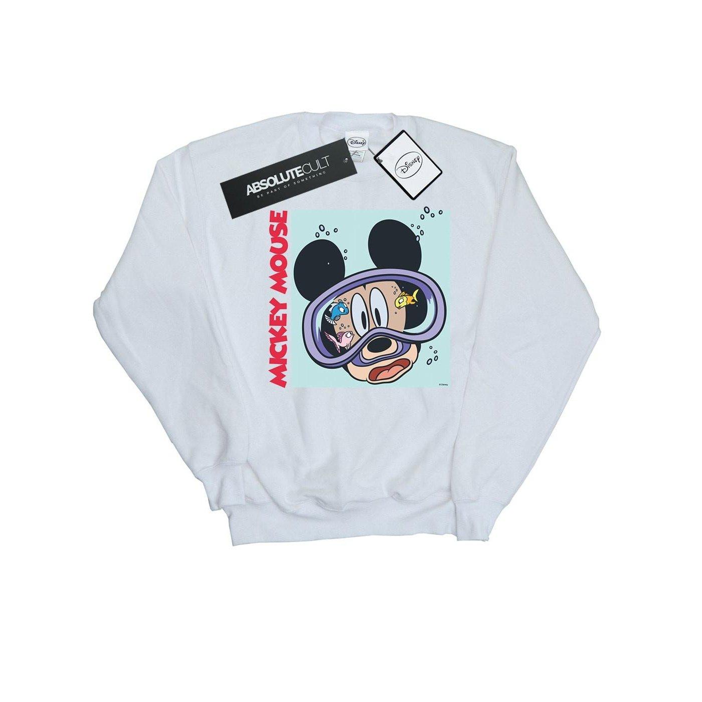 Mickey Mouse Under Water Sweatshirt Damen Weiss S von Disney