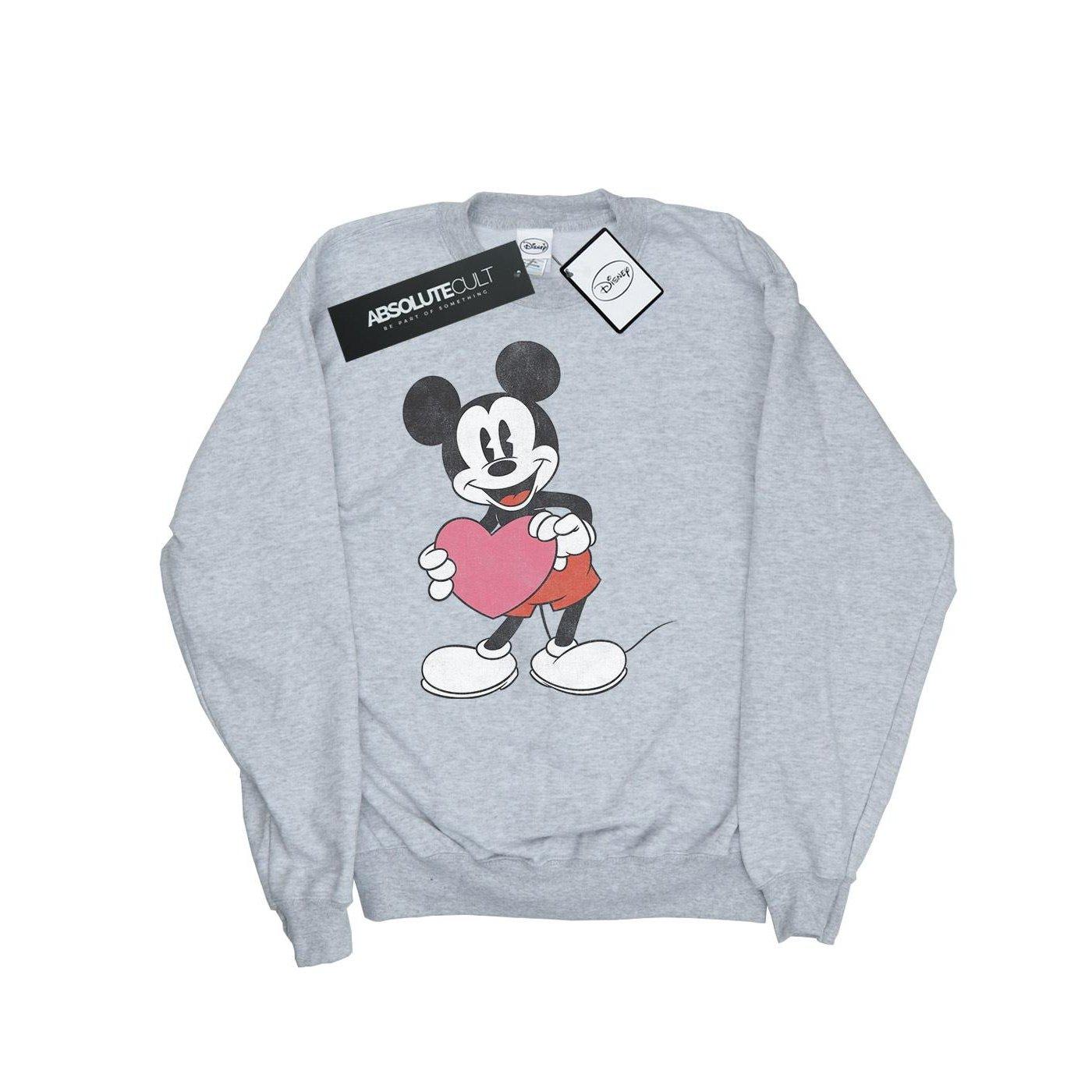 Mickey Mouse Valentine Heart Sweatshirt Damen Grau XL von Disney