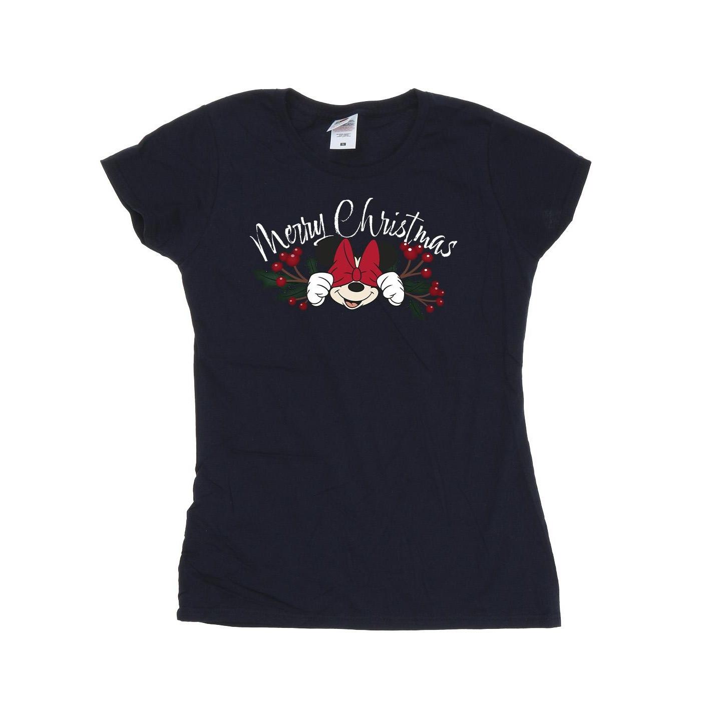 Minnie Mouse Christmas Holly Tshirt Damen Marine M von Disney